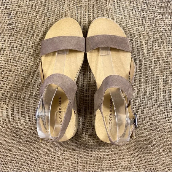 Lucky Brand Sandals Gadine Espadrille  Suede Tan Buckle Flats Women'sSize 9M - Picture 7 of 11